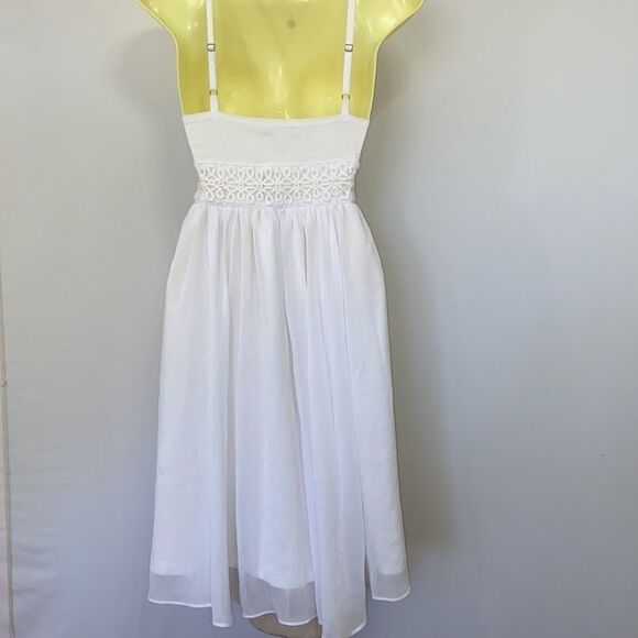 Boston Proper Dress White Crepe Baby Doll Eyelet New With Tags Sz 2 - Picture 7 of 8